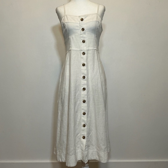 Universal Thread White Button-Front Linen Midi Dress Size Large - Picture 3 of 13